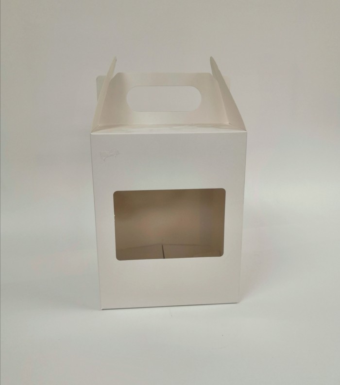 Коробка 16х16х20 Домик с большим окном с ручками белый
