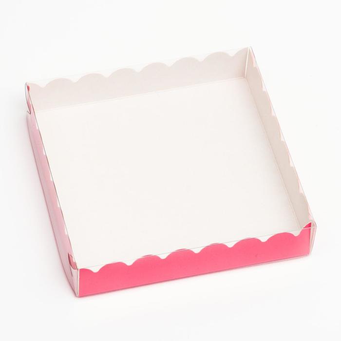 Коробка с PVC крышкой 15*15*3 см, "Розовая"