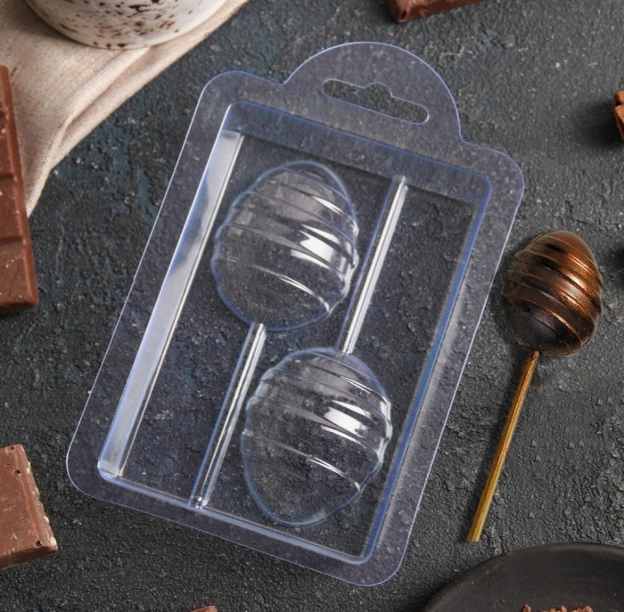 Форма для шоколада "Яйцо на палочке спиральное" 14*9 см
