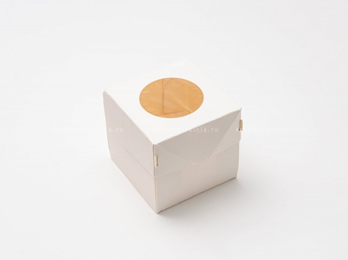 Коробка для 1 капкейка 10*10*10 см с окном, со вставкой, двусторонняя белая/крафт