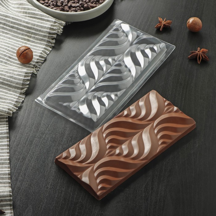 Пластиковая форма для шоколадной плитки «Перья», 18×8 см