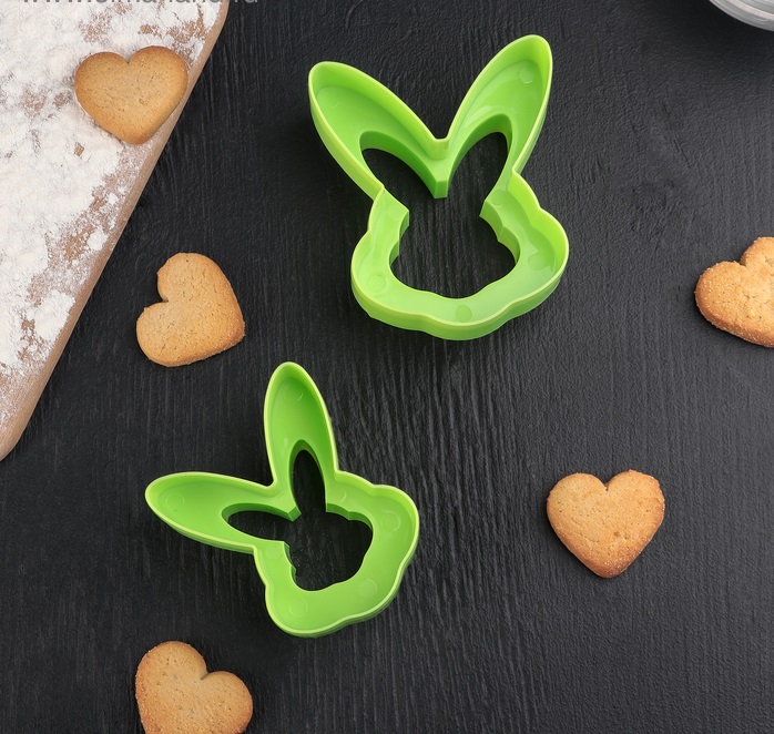 Набор форм для печенья «Кролик», 2 шт, цвет зелёный